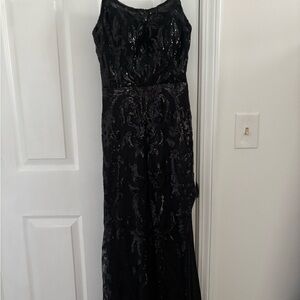 Elegant Black Sequin Evening Gown